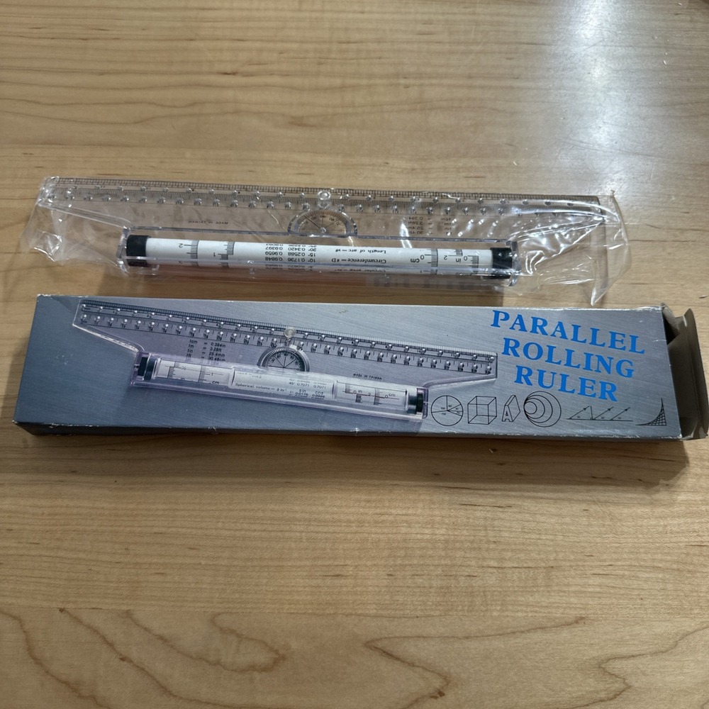 Vtg Multifunctional Drafting Drawing PARALLEL ROLLING RULER w/ Box & Directions
